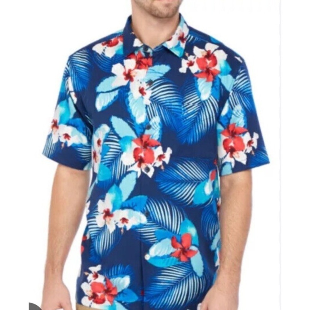 Tommy Bahama T322977 Men's Monterosso Beach Shirt in Indigo Coast Size XL